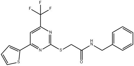 N-benzyl-2-{[4-(2-thienyl)-6-(trifluoromethyl)-2-pyrimidinyl]sulfanyl}acetamide Struktur