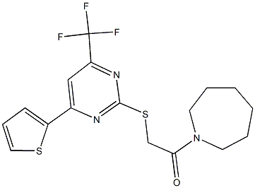 2-(1-azepanyl)-2-oxoethyl 4-(2-thienyl)-6-(trifluoromethyl)-2-pyrimidinyl sulfide Struktur