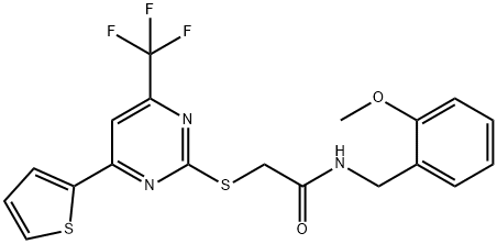 N-(2-methoxybenzyl)-2-{[4-(2-thienyl)-6-(trifluoromethyl)-2-pyrimidinyl]sulfanyl}acetamide Struktur