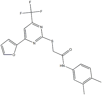 N-(3,4-dimethylphenyl)-2-{[4-(2-furyl)-6-(trifluoromethyl)-2-pyrimidinyl]sulfanyl}acetamide Struktur