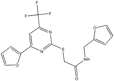 N-(2-furylmethyl)-2-{[4-(2-furyl)-6-(trifluoromethyl)-2-pyrimidinyl]sulfanyl}acetamide Struktur