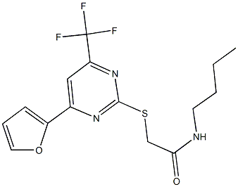 N-butyl-2-{[4-(2-furyl)-6-(trifluoromethyl)-2-pyrimidinyl]sulfanyl}acetamide Struktur