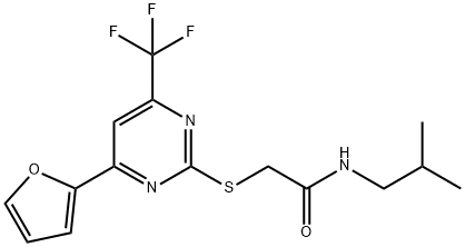 2-{[4-(2-furyl)-6-(trifluoromethyl)-2-pyrimidinyl]sulfanyl}-N-isobutylacetamide Struktur