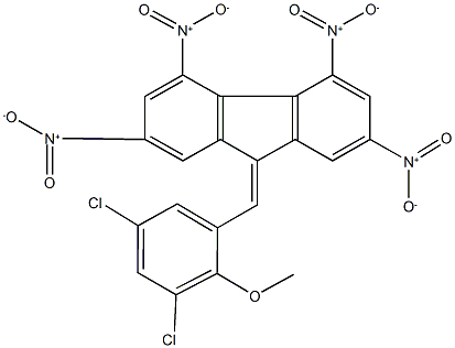 9-(3,5-dichloro-2-methoxybenzylidene)-2,4,5,7-tetranitro-9H-fluorene Struktur