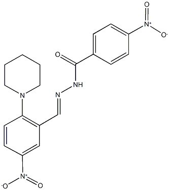 4-nitro-N'-[5-nitro-2-(1-piperidinyl)benzylidene]benzohydrazide Struktur