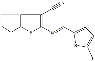 2-{[(5-iodo-2-thienyl)methylene]amino}-5,6-dihydro-4H-cyclopenta[b]thiophene-3-carbonitrile Struktur