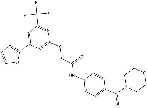 2-{[4-(2-furyl)-6-(trifluoromethyl)-2-pyrimidinyl]sulfanyl}-N-[4-(4-morpholinylcarbonyl)phenyl]acetamide Struktur