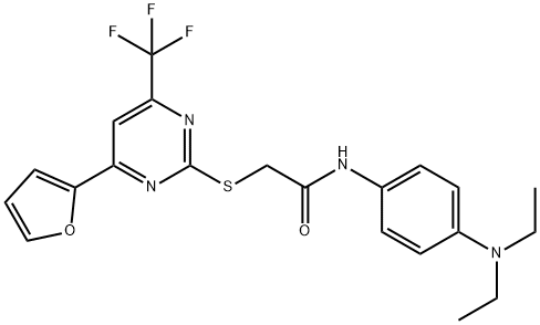 N-[4-(diethylamino)phenyl]-2-{[4-(2-furyl)-6-(trifluoromethyl)-2-pyrimidinyl]sulfanyl}acetamide Struktur