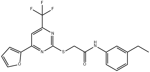 N-(3-ethylphenyl)-2-{[4-(2-furyl)-6-(trifluoromethyl)-2-pyrimidinyl]sulfanyl}acetamide Struktur