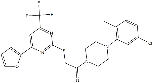 2-[4-(5-chloro-2-methylphenyl)-1-piperazinyl]-2-oxoethyl 4-(2-furyl)-6-(trifluoromethyl)-2-pyrimidinyl sulfide Struktur