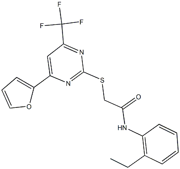 N-(2-ethylphenyl)-2-{[4-(2-furyl)-6-(trifluoromethyl)-2-pyrimidinyl]sulfanyl}acetamide Struktur