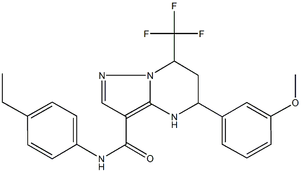 N-(4-ethylphenyl)-5-(3-methoxyphenyl)-7-(trifluoromethyl)-4,5,6,7-tetrahydropyrazolo[1,5-a]pyrimidine-3-carboxamide Struktur