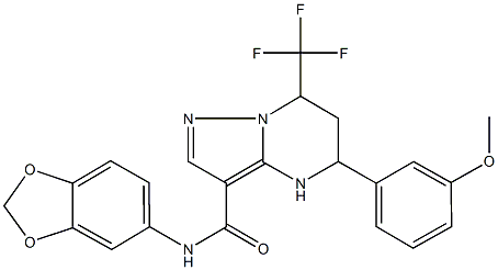 N-(1,3-benzodioxol-5-yl)-5-(3-methoxyphenyl)-7-(trifluoromethyl)-4,5,6,7-tetrahydropyrazolo[1,5-a]pyrimidine-3-carboxamide Struktur