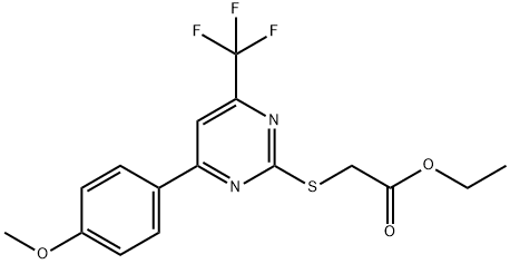 ethyl {[4-(4-methoxyphenyl)-6-(trifluoromethyl)-2-pyrimidinyl]sulfanyl}acetate Struktur