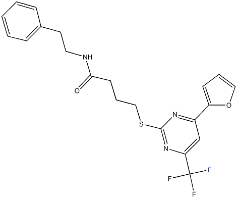 4-{[4-(2-furyl)-6-(trifluoromethyl)-2-pyrimidinyl]sulfanyl}-N-(2-phenylethyl)butanamide Struktur