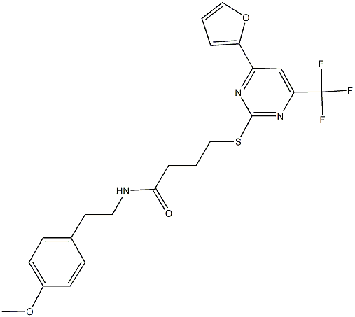 4-{[4-(2-furyl)-6-(trifluoromethyl)-2-pyrimidinyl]sulfanyl}-N-[2-(4-methoxyphenyl)ethyl]butanamide Struktur