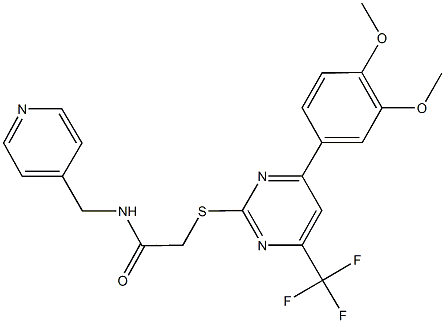 2-{[4-(3,4-dimethoxyphenyl)-6-(trifluoromethyl)-2-pyrimidinyl]sulfanyl}-N-(4-pyridinylmethyl)acetamide Struktur