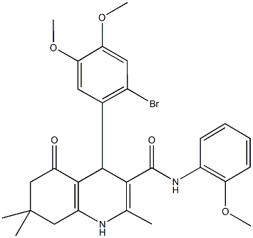 4-(2-bromo-4,5-dimethoxyphenyl)-N-(2-methoxyphenyl)-2,7,7-trimethyl-5-oxo-1,4,5,6,7,8-hexahydro-3-quinolinecarboxamide Struktur