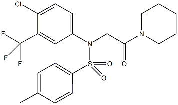 N-[4-chloro-3-(trifluoromethyl)phenyl]-4-methyl-N-[2-oxo-2-(1-piperidinyl)ethyl]benzenesulfonamide Struktur