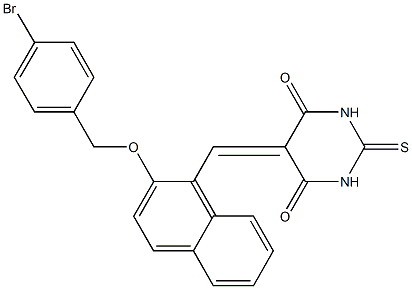 5-({2-[(4-bromobenzyl)oxy]-1-naphthyl}methylene)-2-thioxodihydro-4,6(1H,5H)-pyrimidinedione Struktur