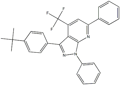 3-(4-tert-butylphenyl)-1,6-diphenyl-4-(trifluoromethyl)-1H-pyrazolo[3,4-b]pyridine Struktur