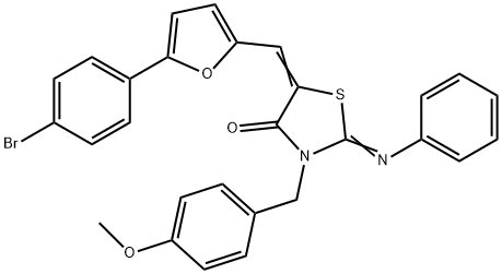 5-{[5-(4-bromophenyl)-2-furyl]methylene}-3-(4-methoxybenzyl)-2-(phenylimino)-1,3-thiazolidin-4-one Struktur