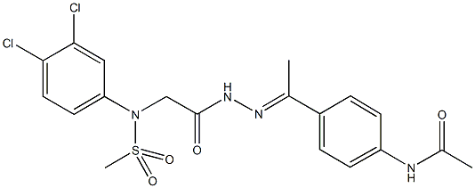 N-[4-(N-{[3,4-dichloro(methylsulfonyl)anilino]acetyl}ethanehydrazonoyl)phenyl]acetamide Struktur