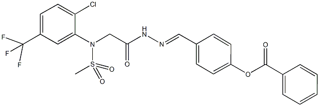 4-(2-{[2-chloro(methylsulfonyl)-5-(trifluoromethyl)anilino]acetyl}carbohydrazonoyl)phenyl benzoate Struktur