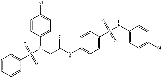 N-{4-[(4-chloroanilino)sulfonyl]phenyl}-2-[4-chloro(phenylsulfonyl)anilino]acetamide Struktur