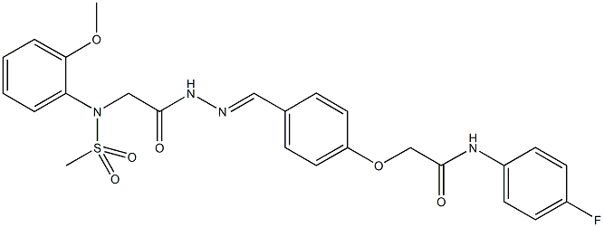 N-(4-fluorophenyl)-2-[4-(2-{[2-methoxy(methylsulfonyl)anilino]acetyl}carbohydrazonoyl)phenoxy]acetamide Struktur