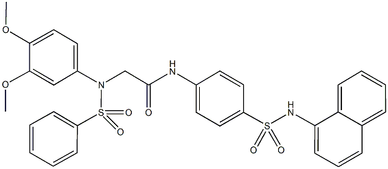 2-[3,4-dimethoxy(phenylsulfonyl)anilino]-N-{4-[(1-naphthylamino)sulfonyl]phenyl}acetamide Struktur