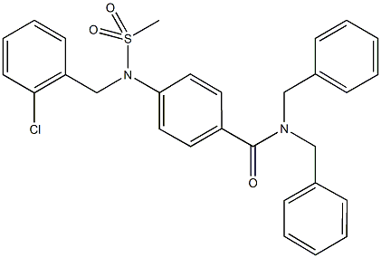 N,N-dibenzyl-4-[(2-chlorobenzyl)(methylsulfonyl)amino]benzamide Struktur