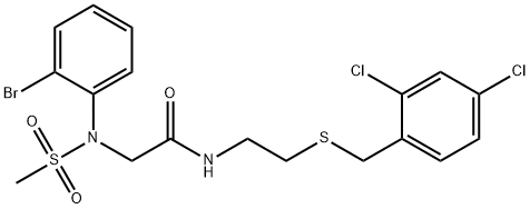 2-[2-bromo(methylsulfonyl)anilino]-N-{2-[(2,4-dichlorobenzyl)sulfanyl]ethyl}acetamide Struktur