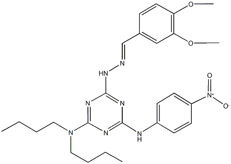 3,4-dimethoxybenzaldehyde (4-(dibutylamino)-6-{4-nitroanilino}-1,3,5-triazin-2-yl)hydrazone Struktur