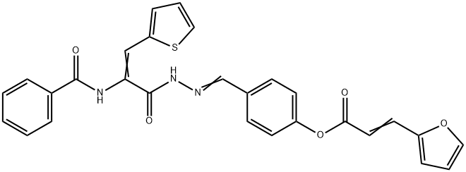 4-{2-[2-(benzoylamino)-3-(2-thienyl)acryloyl]carbohydrazonoyl}phenyl 3-(2-furyl)acrylate Struktur