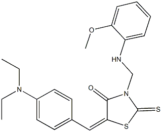 5-[4-(diethylamino)benzylidene]-3-[(2-methoxyanilino)methyl]-2-thioxo-1,3-thiazolidin-4-one Struktur