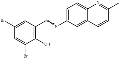 2,4-dibromo-6-{[(2-methyl-6-quinolinyl)imino]methyl}phenol Struktur