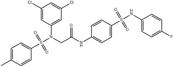 2-{3,5-dichloro[(4-methylphenyl)sulfonyl]anilino}-N-{4-[(4-fluoroanilino)sulfonyl]phenyl}acetamide Struktur