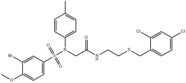 2-{[(3-bromo-4-methoxyphenyl)sulfonyl]-4-methylanilino}-N-{2-[(2,4-dichlorobenzyl)sulfanyl]ethyl}acetamide Struktur