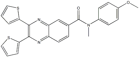 N-(4-methoxyphenyl)-N-methyl-2,3-di(2-thienyl)-6-quinoxalinecarboxamide Struktur