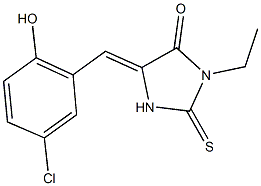 5-(5-chloro-2-hydroxybenzylidene)-3-ethyl-2-thioxo-4-imidazolidinone Struktur