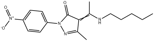 2-{4-nitrophenyl}-5-methyl-4-[1-(pentylamino)ethylidene]-2,4-dihydro-3H-pyrazol-3-one Struktur