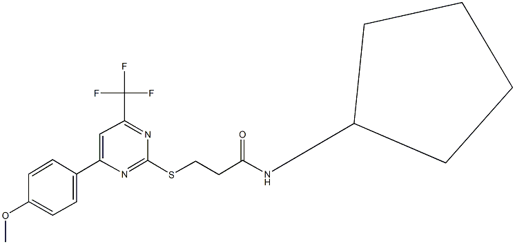 N-cyclopentyl-3-{[4-(4-methoxyphenyl)-6-(trifluoromethyl)-2-pyrimidinyl]sulfanyl}propanamide Struktur