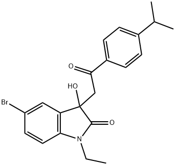 5-bromo-1-ethyl-3-hydroxy-3-[2-(4-isopropylphenyl)-2-oxoethyl]-1,3-dihydro-2H-indol-2-one Struktur