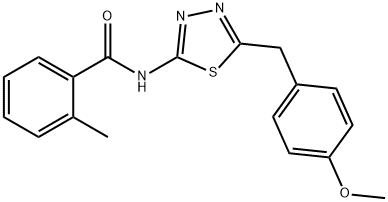 N-[5-(4-methoxybenzyl)-1,3,4-thiadiazol-2-yl]-2-methylbenzamide Struktur