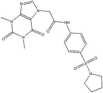 2-(1,3-dimethyl-2,6-dioxo-1,2,3,6-tetrahydro-7H-purin-7-yl)-N-[4-(pyrrolidin-1-ylsulfonyl)phenyl]acetamide Struktur