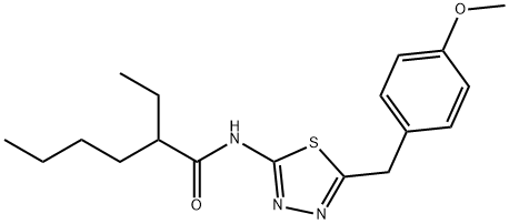 2-ethyl-N-[5-(4-methoxybenzyl)-1,3,4-thiadiazol-2-yl]hexanamide Struktur