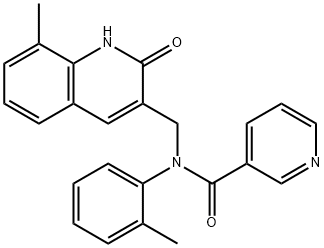 N-[(2-hydroxy-8-methyl-3-quinolinyl)methyl]-N-(2-methylphenyl)nicotinamide Struktur