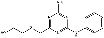 2-{[(4-amino-6-anilino-1,3,5-triazin-2-yl)methyl]sulfanyl}ethanol Struktur