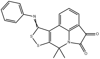 7,7-dimethyl-10-(phenylimino)-7,10-dihydro[1,2]dithiolo[3,4-c]pyrrolo[3,2,1-ij]quinoline-4,5-dione Struktur